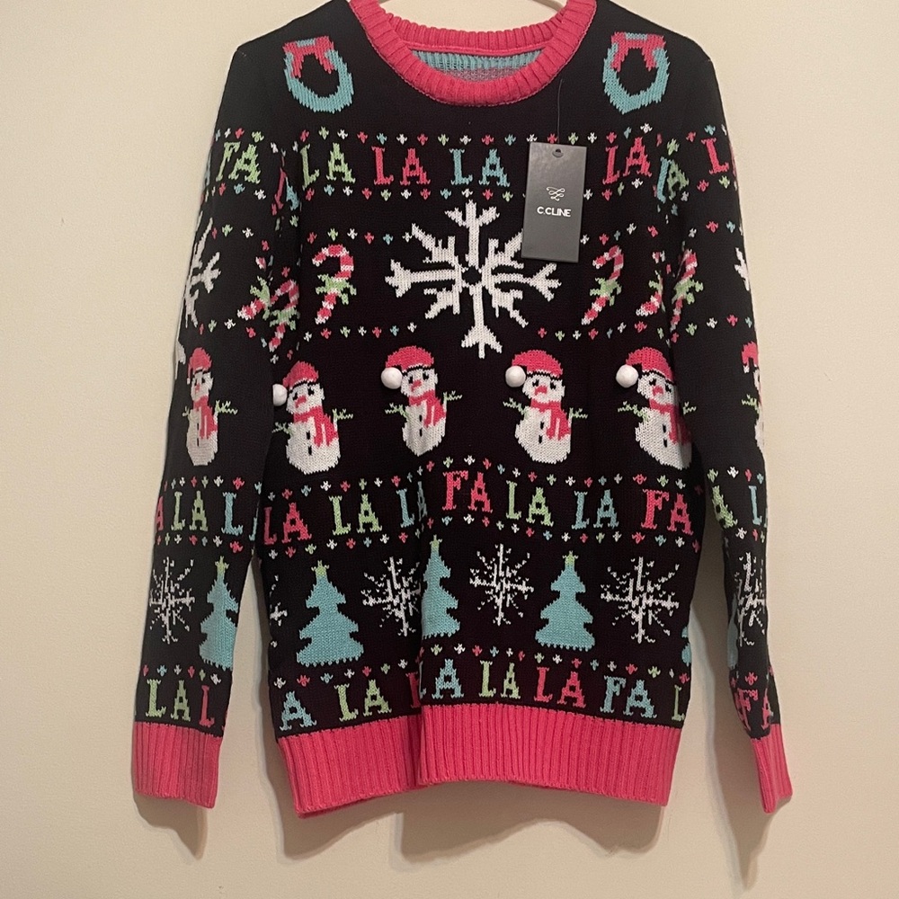 Uglly Christmas Black Sweater with Pink Accents NEW, NEW, NEW!!!  So cute!